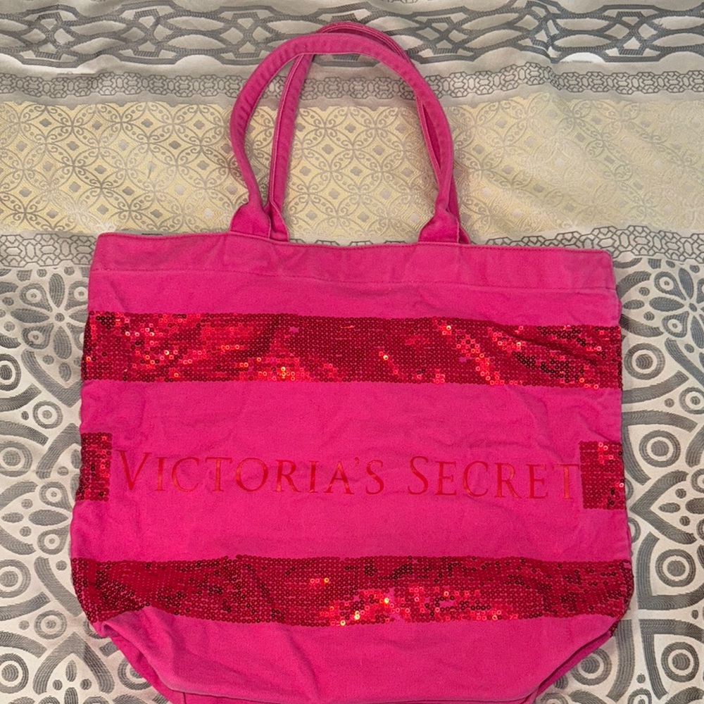 Victoria's Secret Fuchsia and Red Sequin Tote